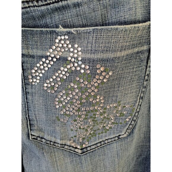 Vtg 90's Akademiks Denim Jeans Rhinestone Embellished Pockets Baggy Men's 44 - Picture 3 of 15